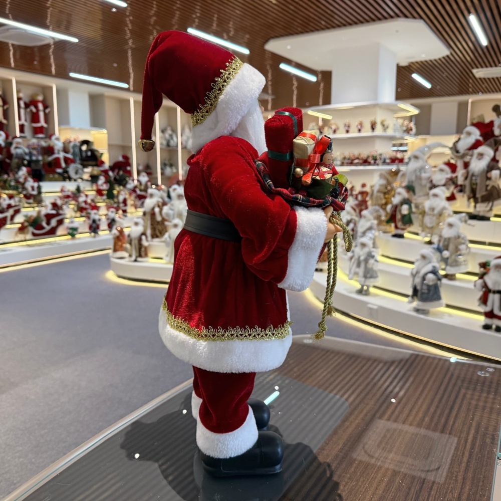 45cm Xmas Handmade Traditional Santa Claus Doll With Christmas Gift Bag And Christmas stocking Handicraft Santa Claus Indoor Decoration