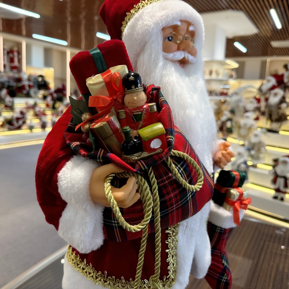 45cm Xmas Handmade Traditional Santa Claus Doll With Christmas Gift Bag And Christmas stocking Handicraft Santa Claus Indoor Decoration