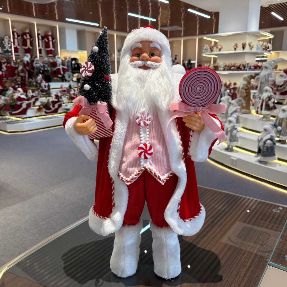 45cm Xmas Handmade Luxury Santa Claus Doll with Christmas Gift Box And Candy Handicraft Plush Santa Claus Indoor Decoration