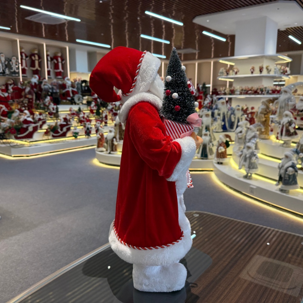 45cm Xmas Handmade Luxury Santa Claus Doll with Christmas Gift Box And Candy Handicraft Plush Santa Claus Indoor Decoration