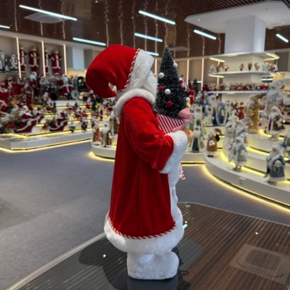 45cm Xmas Handmade Luxury Santa Claus Doll with Christmas Gift Box And Candy Handicraft Plush Santa Claus Indoor Decoration