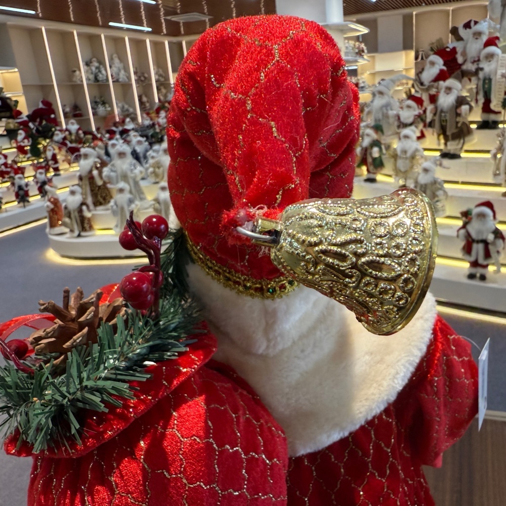 45cm Xmas Handmade Luxury Santa Claus Doll with Christmas Gift Bag And Wine Fruits lanterns Handicraft Santa Claus Indoor Decoration