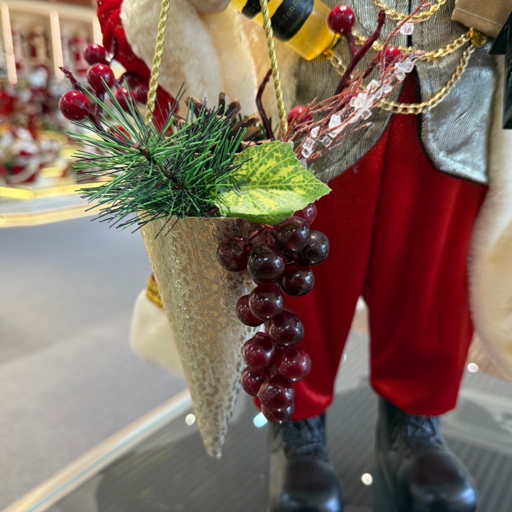 45cm Xmas Handmade Luxury Santa Claus Doll with Christmas Gift Bag And Wine Fruits lanterns Handicraft Santa Claus Indoor Decoration