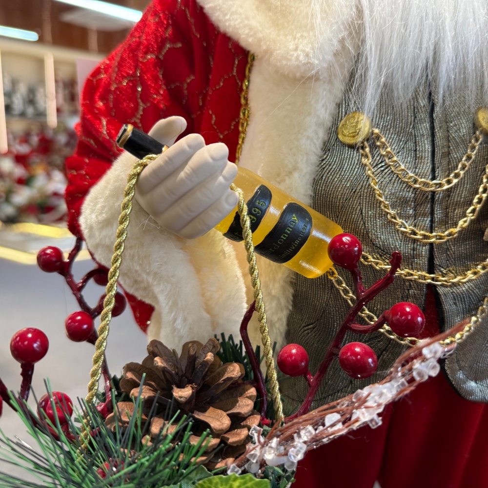 45cm Xmas Handmade Luxury Santa Claus Doll with Christmas Gift Bag And Wine Fruits lanterns Handicraft Santa Claus Indoor Decoration