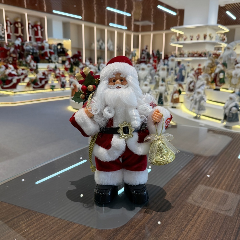 30cm Handmade Musical Dancing Santa Claus Doll Christmas Ornament Tabletop Decoration for Xmas Gifts Home Display Santa Claus