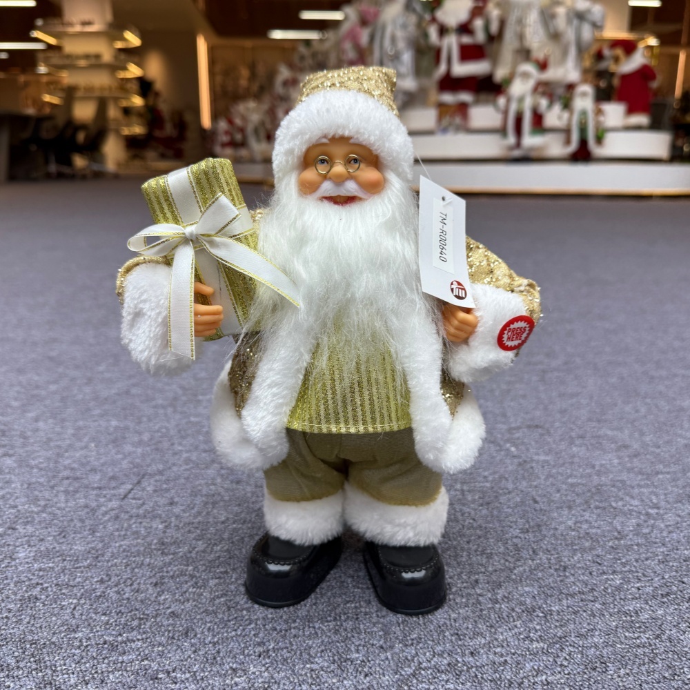 30cm Handmade Musical Dancing Santa Claus Doll Christmas Ornament Tabletop Decoration for Xmas Gifts Home Display Santa Claus