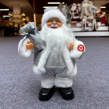 30cm Handmade Musical Dancing Santa Claus Doll Christmas Ornament Tabletop Decoration for Xmas Gifts Home Display Santa Claus