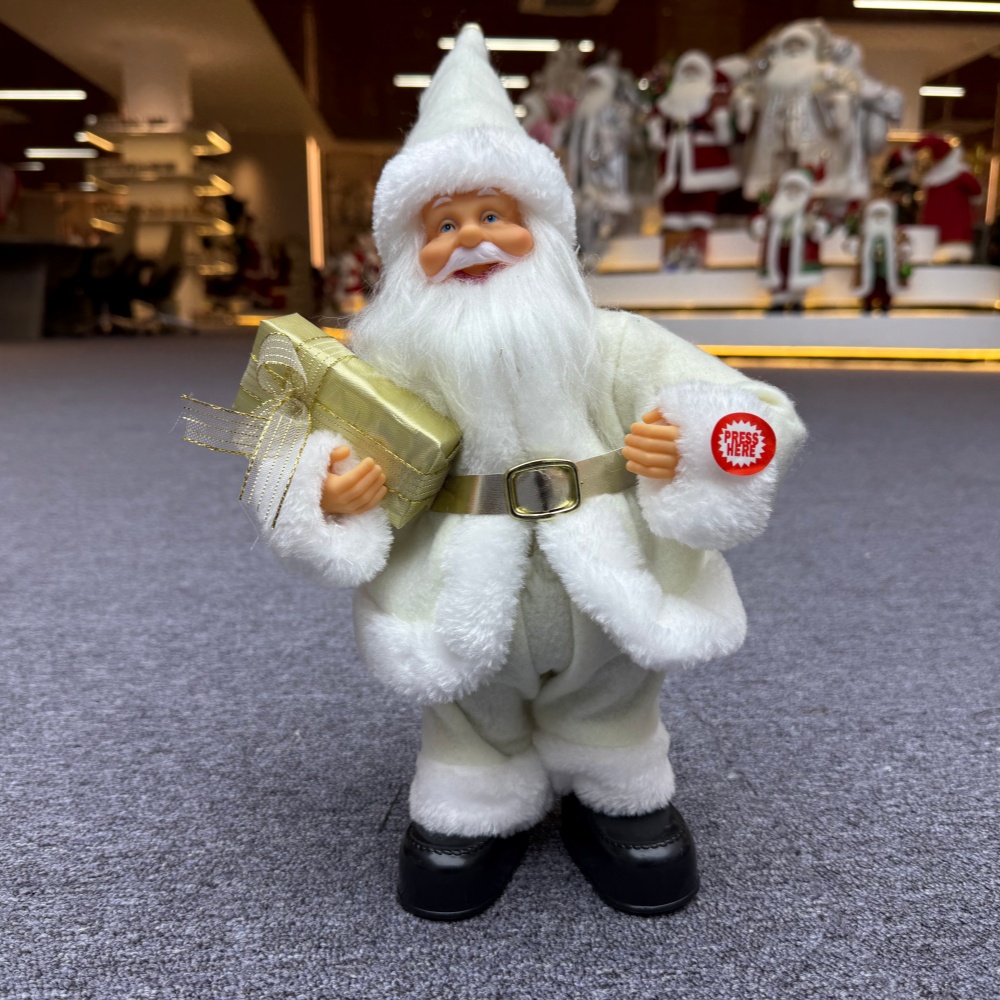 30cm Handmade Musical Dancing Santa Claus Doll Christmas Ornament Tabletop Decoration for Xmas Gifts Home Display Santa Claus