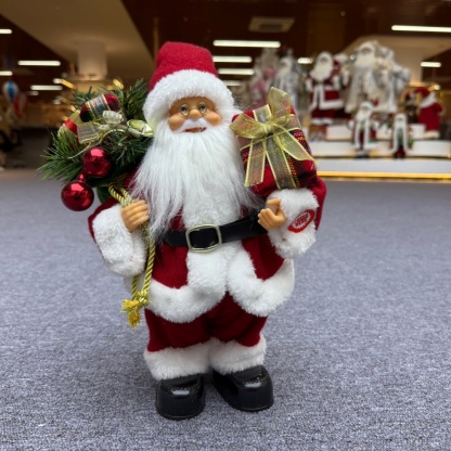 30cm Handmade Musical Dancing Santa Claus Doll Christmas Ornament Tabletop Decoration for Xmas Gifts Home Display Santa Claus