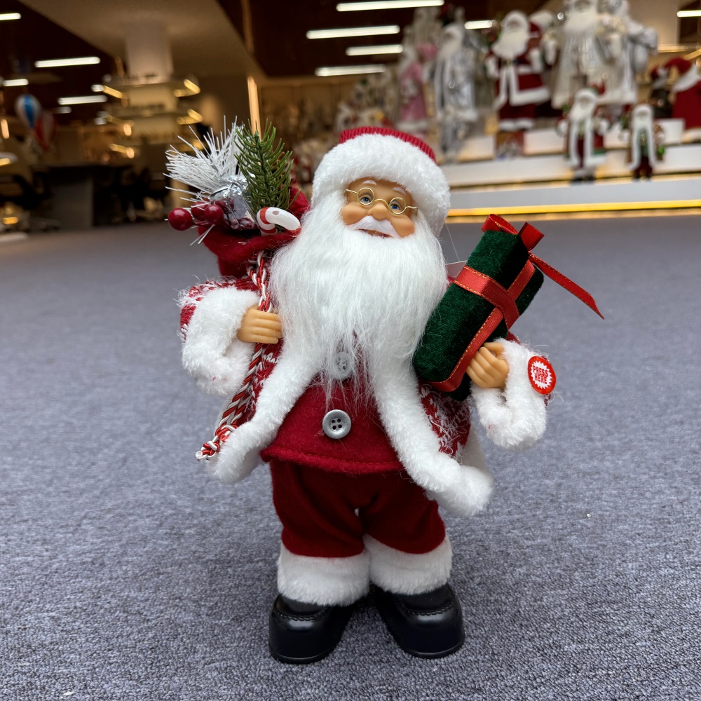 30cm Handmade Musical Dancing Santa Claus Doll Christmas Ornament Tabletop Decoration for Xmas Gifts Home Display Santa Claus