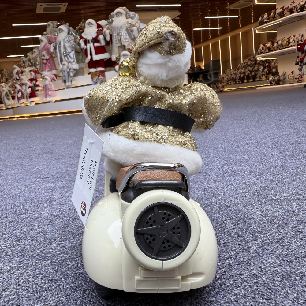 Handmade 7" Christmas Santa Claus Multiple Movements Lights Riding Motorcycle Musical Songs Electric Xmas Santa Claus Doll
