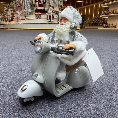 Handmade 7" Christmas Santa Claus Multiple Movements Lights Riding Motorcycle Musical Songs Electric Xmas Santa Claus Doll
