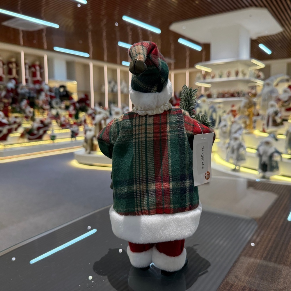 11Inch Xmas Handmade Resin Santa Claus Doll with Oil Lamp Handicraft Polyresin Santa Claus Indoor Decoration