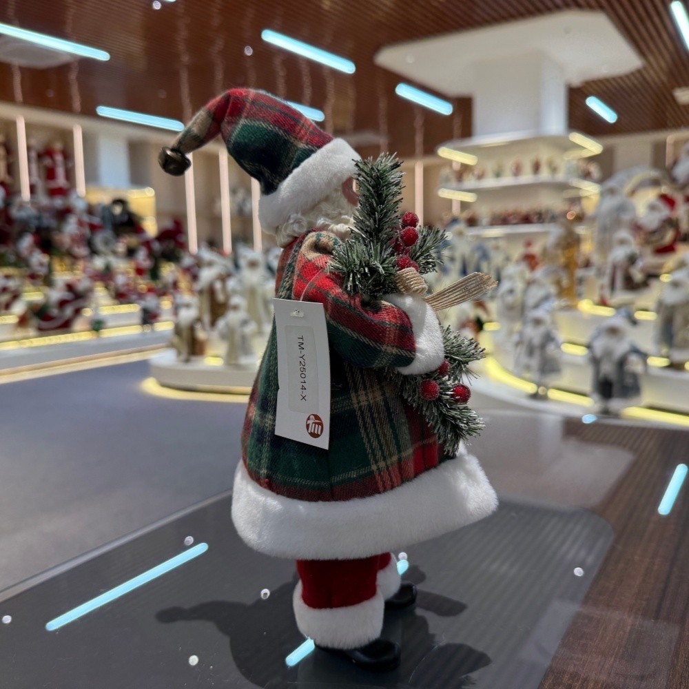 11Inch Xmas Handmade Resin Santa Claus Doll with Oil Lamp Handicraft Polyresin Santa Claus Indoor Decoration