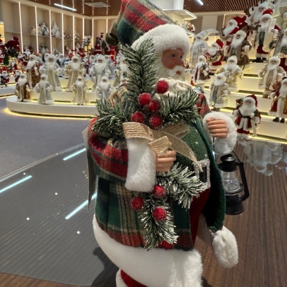 11Inch Xmas Handmade Resin Santa Claus Doll with Oil Lamp Handicraft Polyresin Santa Claus Indoor Decoration