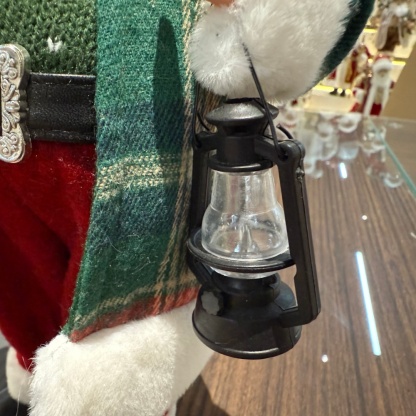 11Inch Xmas Handmade Resin Santa Claus Doll with Oil Lamp Handicraft Polyresin Santa Claus Indoor Decoration