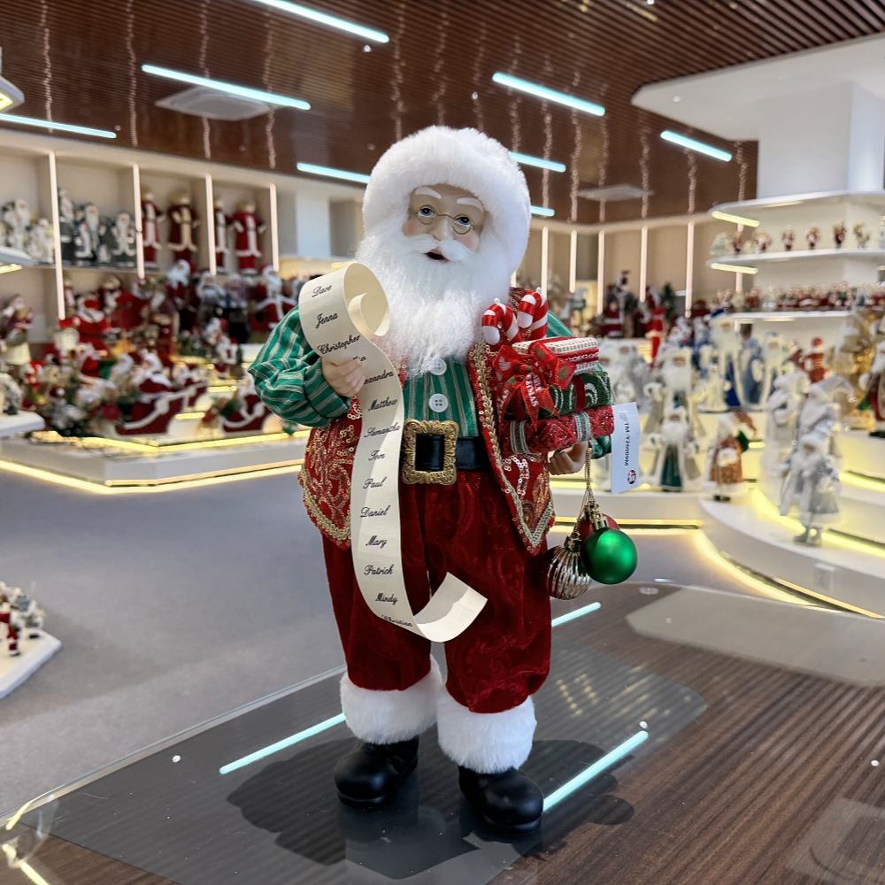 45cm Xmas Handmade Luxury Santa Claus Doll with Christmas Ball And Gift Box Handicraft Santa Claus Indoor Decoration