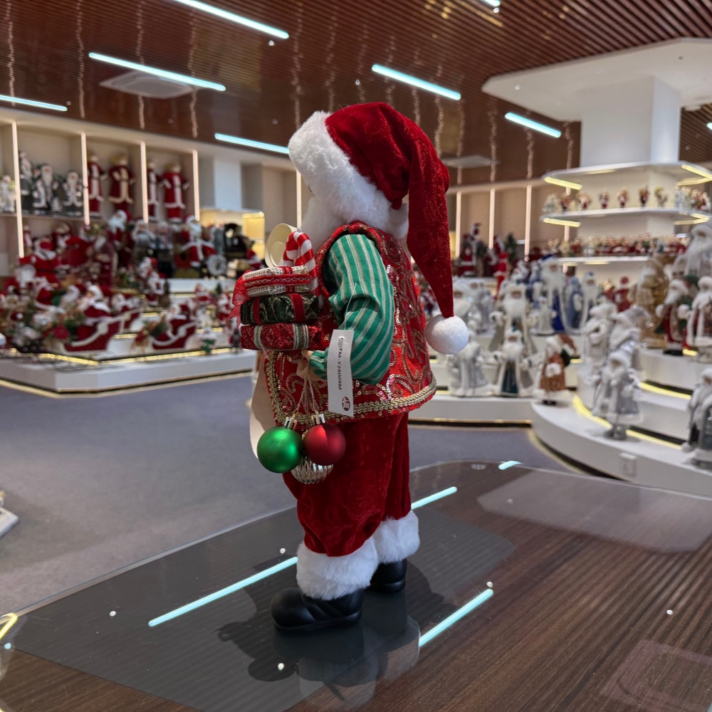 45cm Xmas Handmade Luxury Santa Claus Doll with Christmas Ball And Gift Box Handicraft Santa Claus Indoor Decoration