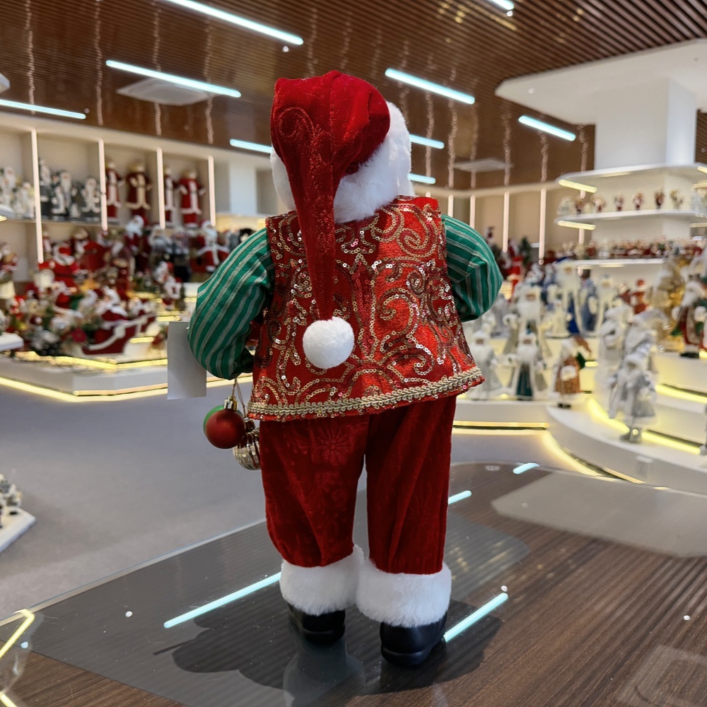 45cm Xmas Handmade Luxury Santa Claus Doll with Christmas Ball And Gift Box Handicraft Santa Claus Indoor Decoration