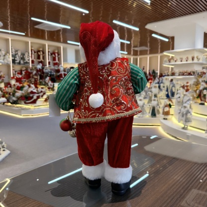 45cm Xmas Handmade Luxury Santa Claus Doll with Christmas Ball And Gift Box Handicraft Santa Claus Indoor Decoration