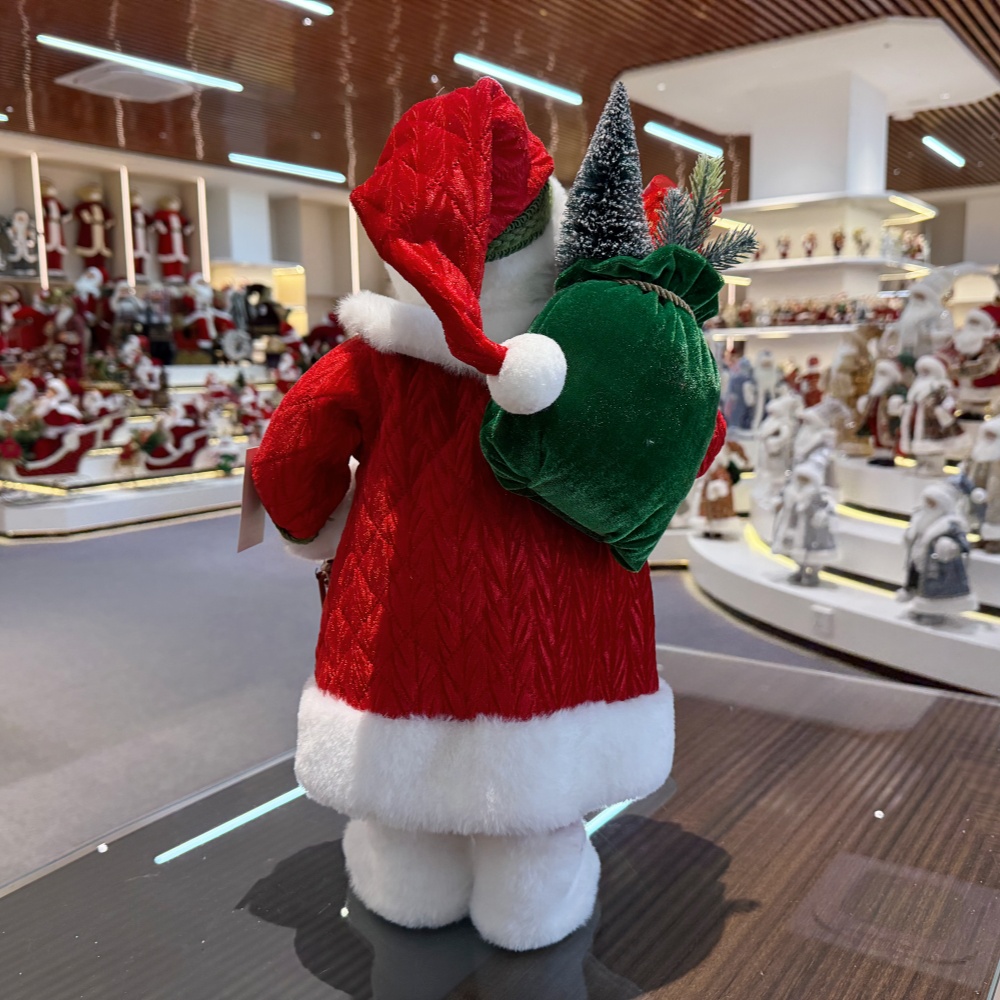 45cm Xmas Handmade Luxury Santa Claus Doll with Oil Lamp And Christmas Gift Bag Handicraft Santa Claus Indoor Decoration