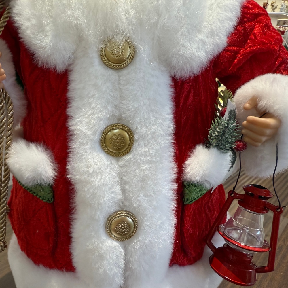 45cm Xmas Handmade Luxury Santa Claus Doll with Oil Lamp And Christmas Gift Bag Handicraft Santa Claus Indoor Decoration