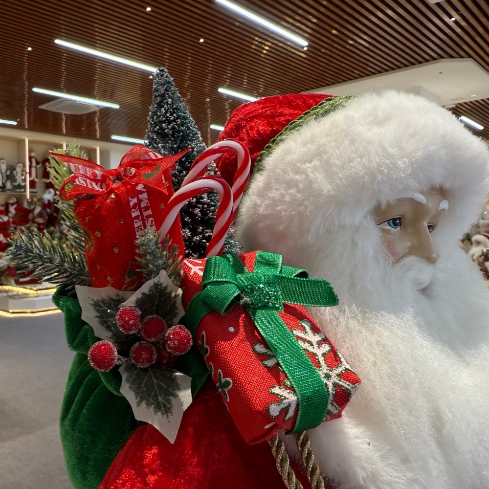 45cm Xmas Handmade Luxury Santa Claus Doll with Oil Lamp And Christmas Gift Bag Handicraft Santa Claus Indoor Decoration