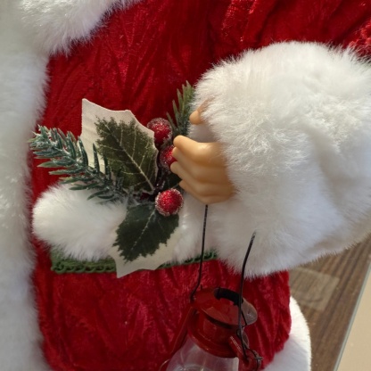 45cm Xmas Handmade Luxury Santa Claus Doll with Oil Lamp And Christmas Gift Bag Handicraft Santa Claus Indoor Decoration