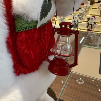 45cm Xmas Handmade Luxury Santa Claus Doll with Oil Lamp And Christmas Gift Bag Handicraft Santa Claus Indoor Decoration