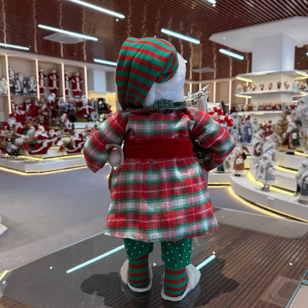 45cm Xmas Handmade Luxury Pajamas Santa Claus Doll with Christmas Gift Box And Wristwatch Handicraft Plush Santa Claus Indoor Decoration