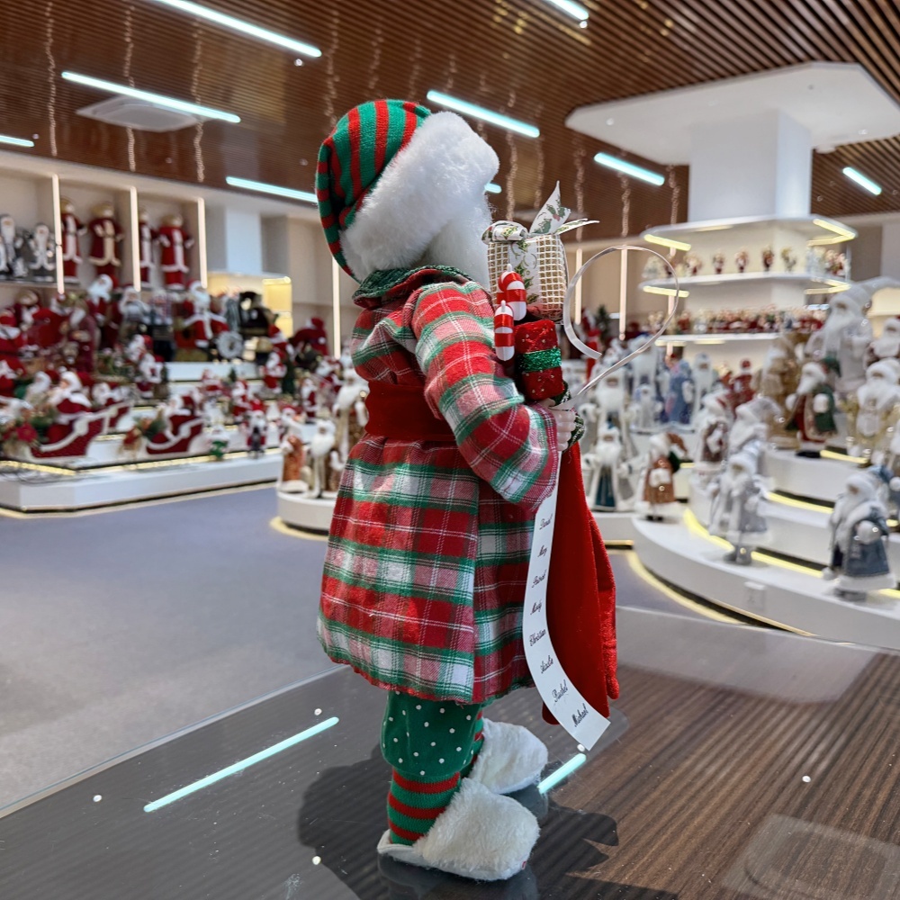 45cm Xmas Handmade Luxury Pajamas Santa Claus Doll with Christmas Gift Box And Wristwatch Handicraft Plush Santa Claus Indoor Decoration