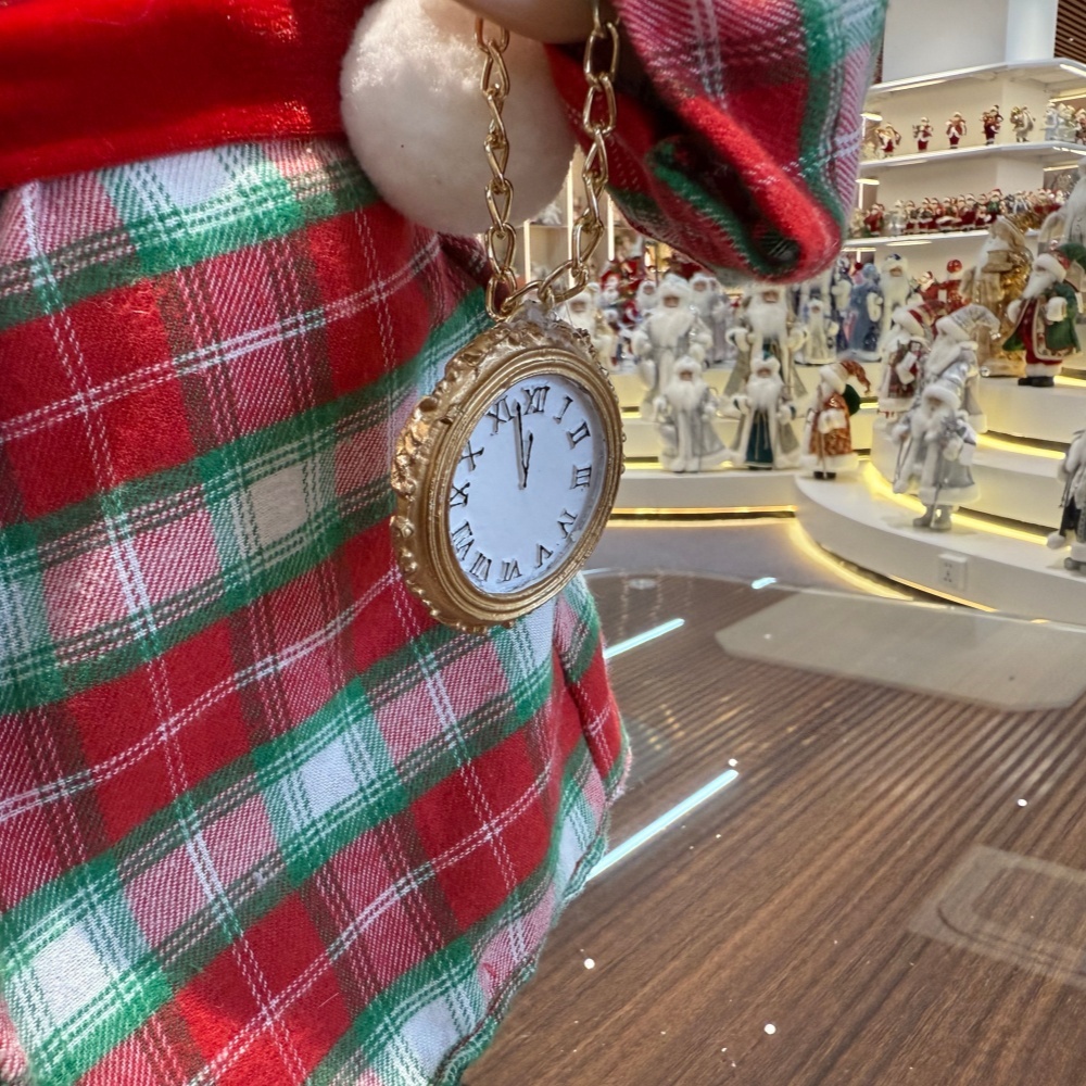 45cm Xmas Handmade Luxury Pajamas Santa Claus Doll with Christmas Gift Box And Wristwatch Handicraft Plush Santa Claus Indoor Decoration