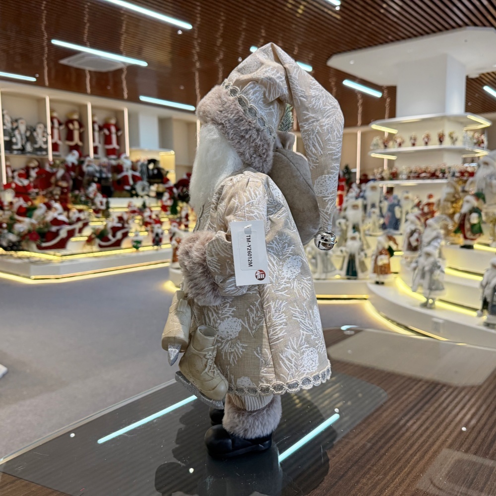 45cm Xmas Handmade Luxury Santa Claus Doll with Christmas Gift Bag And Ice Skates Handicraft Plush Santa Claus Indoor Decoration