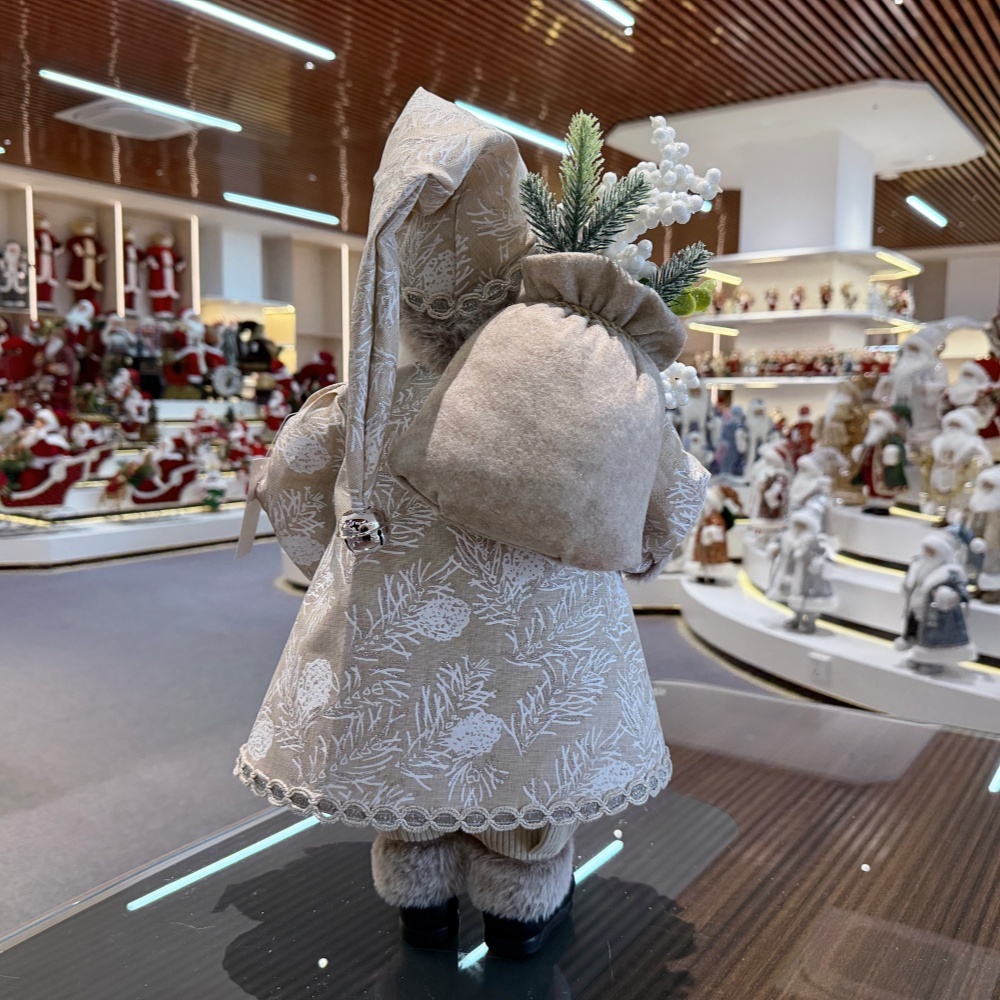 45cm Xmas Handmade Luxury Santa Claus Doll with Christmas Gift Bag And Ice Skates Handicraft Plush Santa Claus Indoor Decoration