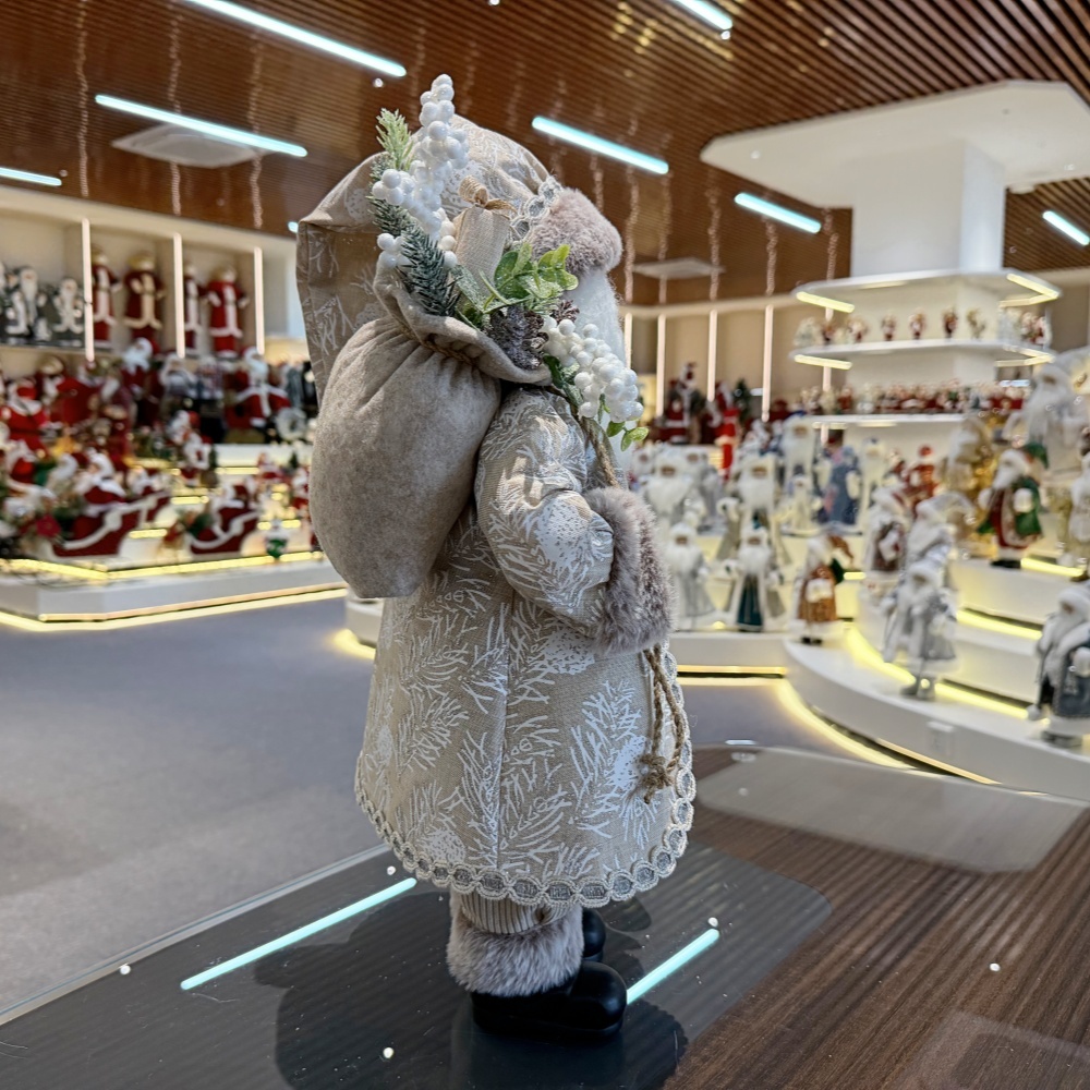 45cm Xmas Handmade Luxury Santa Claus Doll with Christmas Gift Bag And Ice Skates Handicraft Plush Santa Claus Indoor Decoration