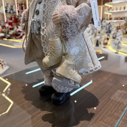 45cm Xmas Handmade Luxury Santa Claus Doll with Christmas Gift Bag And Ice Skates Handicraft Plush Santa Claus Indoor Decoration