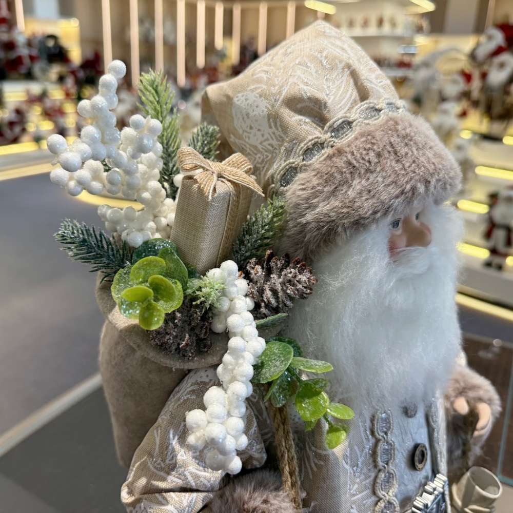 45cm Xmas Handmade Luxury Santa Claus Doll with Christmas Gift Bag And Ice Skates Handicraft Plush Santa Claus Indoor Decoration