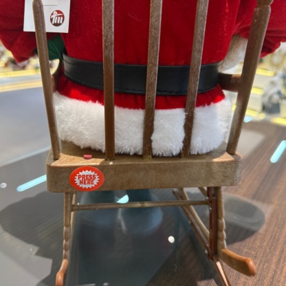 40CM Handmade Santa Claus Sitting On a Rocking Chair with Xmas Bag and Santa Bear Musical Santa Claus Doll Christmas Decoration