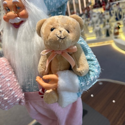 45cm Xmas Handmade Luxury Pink Santa Claus Doll with Christmas Gift Bag And Plush Santa Bear Handicraft Santa Claus Indoor Decoration