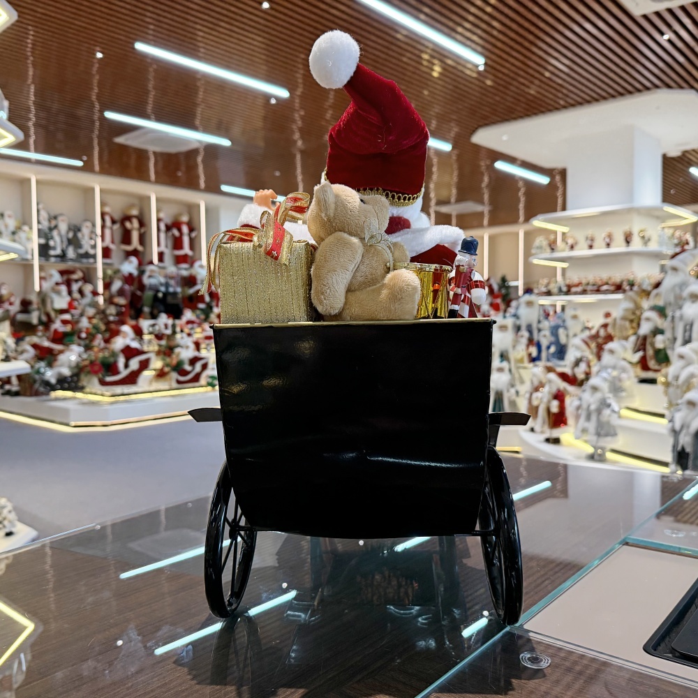 45CM Sitting Old Car Santa Claus Doll with Lighting Ornament Christmas Decoration Traditional Holiday Figurine Collection Decorative