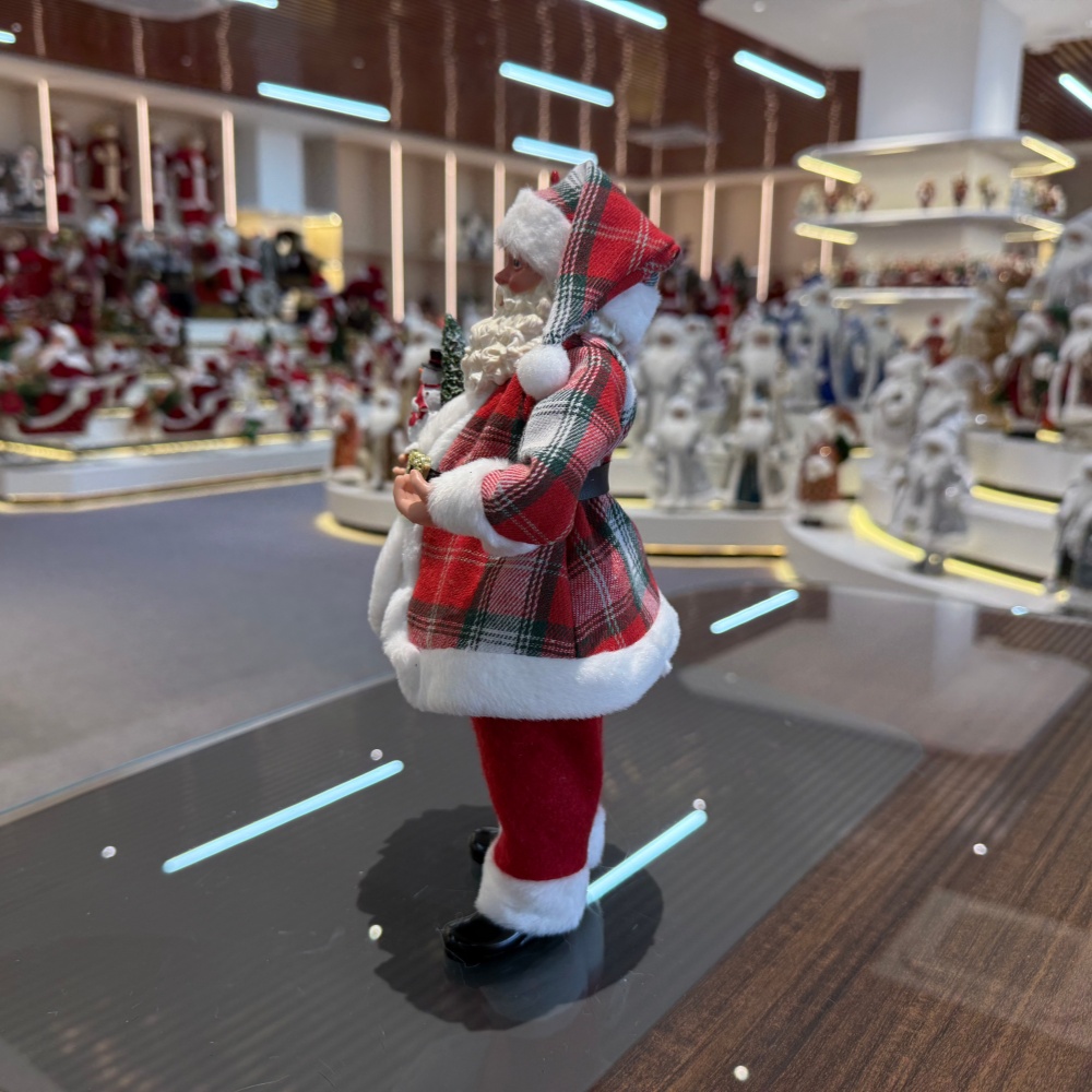 11Inch Xmas Handmade Resin Santa Claus Doll with Snowman Handicraft Polyresin Santa Claus Indoor Decoration