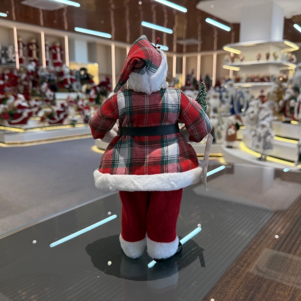 11Inch Xmas Handmade Resin Santa Claus Doll with Snowman Handicraft Polyresin Santa Claus Indoor Decoration