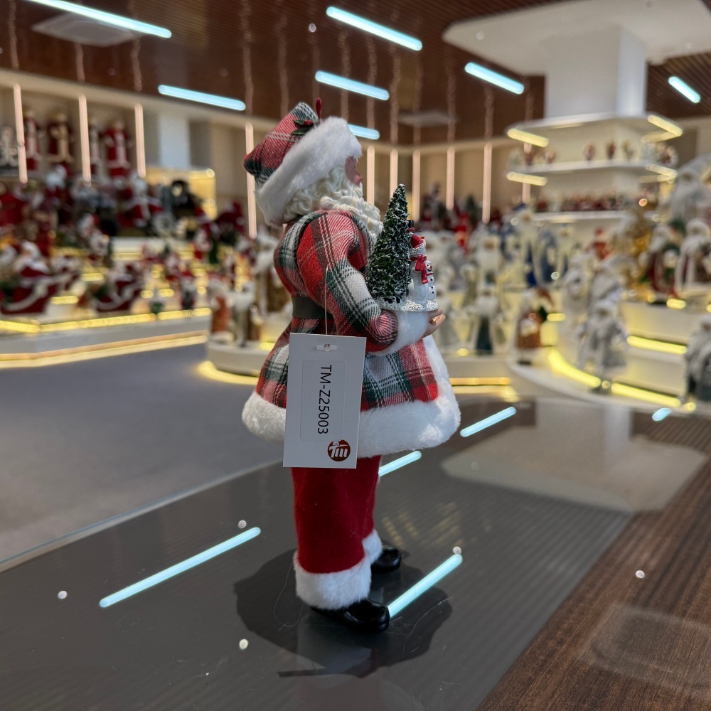 11Inch Xmas Handmade Resin Santa Claus Doll with Snowman Handicraft Polyresin Santa Claus Indoor Decoration