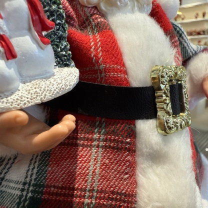 11Inch Xmas Handmade Resin Santa Claus Doll with Snowman Handicraft Polyresin Santa Claus Indoor Decoration