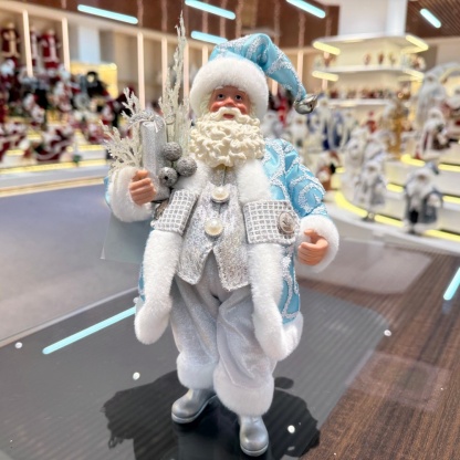 11Inch Xmas Handmade Resin Santa Claus Doll with Christmas Gift Box Handicraft Polyresin Santa Claus Indoor Decoration