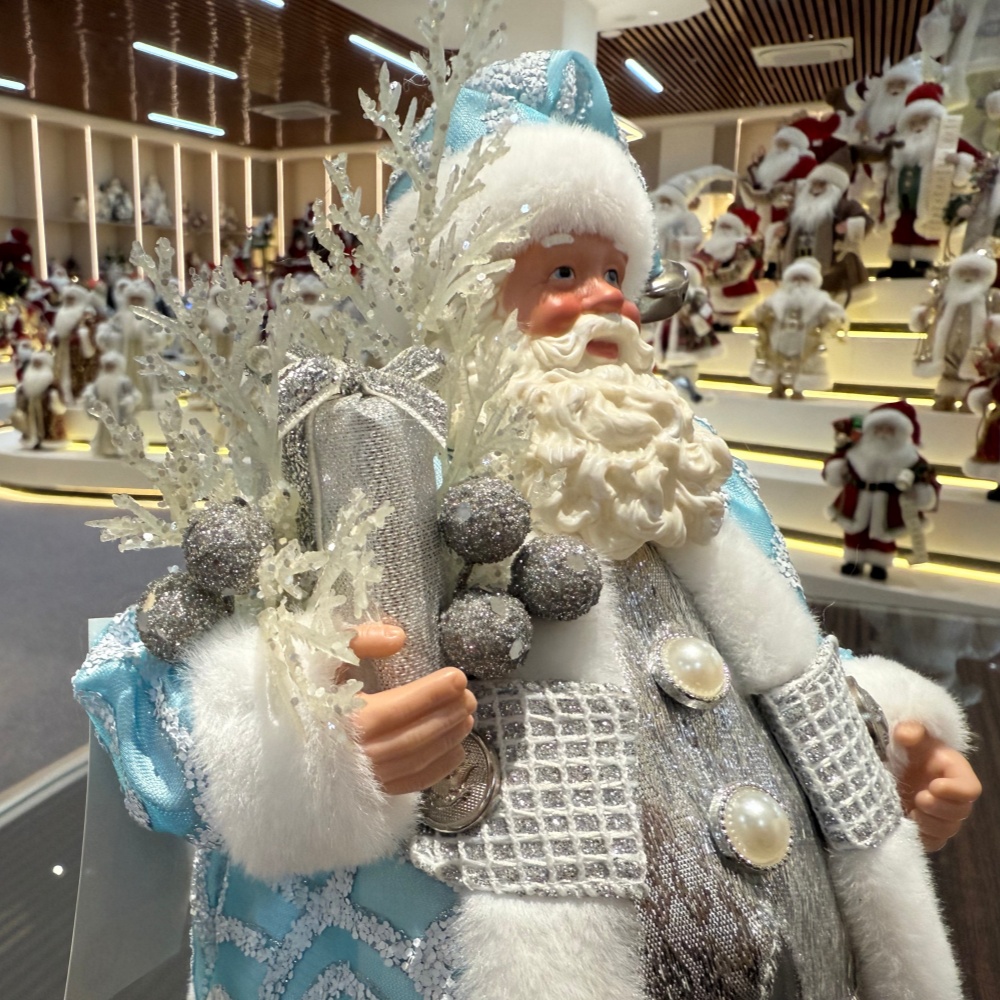 11Inch Xmas Handmade Resin Santa Claus Doll with Christmas Gift Box Handicraft Polyresin Santa Claus Indoor Decoration