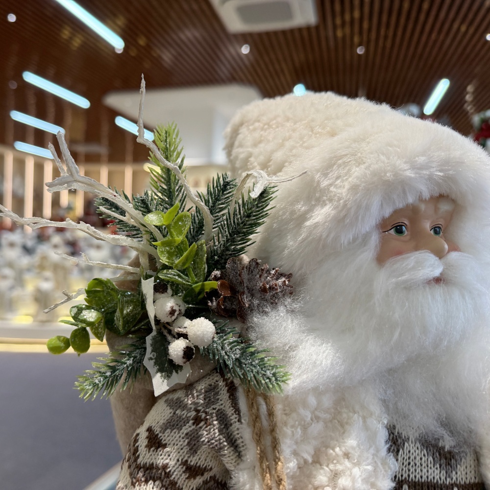 45cm Xmas Handmade Traditional Santa Claus Doll with Christmas Tree And Gift Bag Handicraft Plush Santa Claus Indoor Decoration