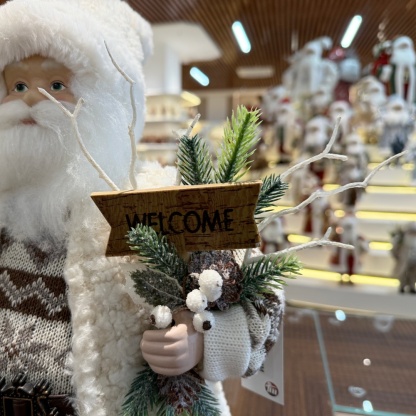 45cm Xmas Handmade Traditional Santa Claus Doll with Christmas Tree And Gift Bag Handicraft Plush Santa Claus Indoor Decoration