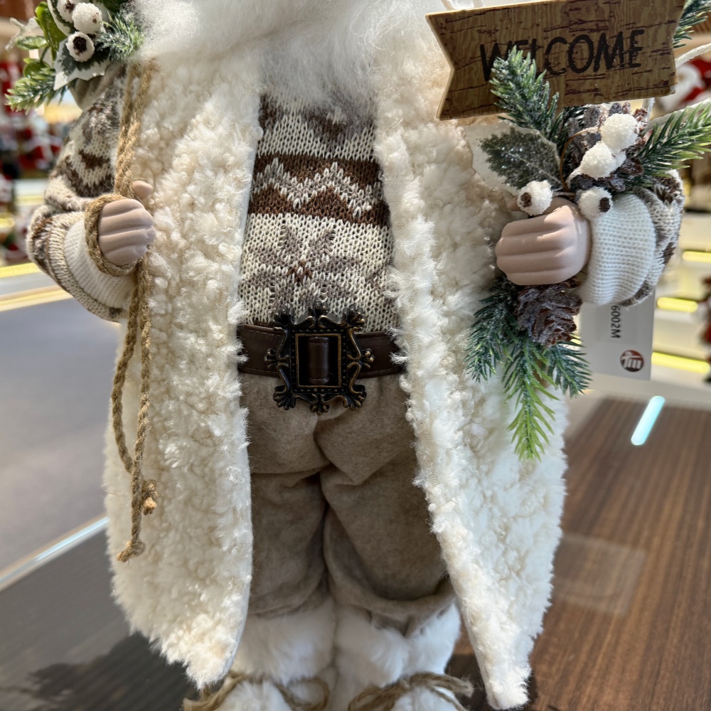 45cm Xmas Handmade Traditional Santa Claus Doll with Christmas Tree And Gift Bag Handicraft Plush Santa Claus Indoor Decoration