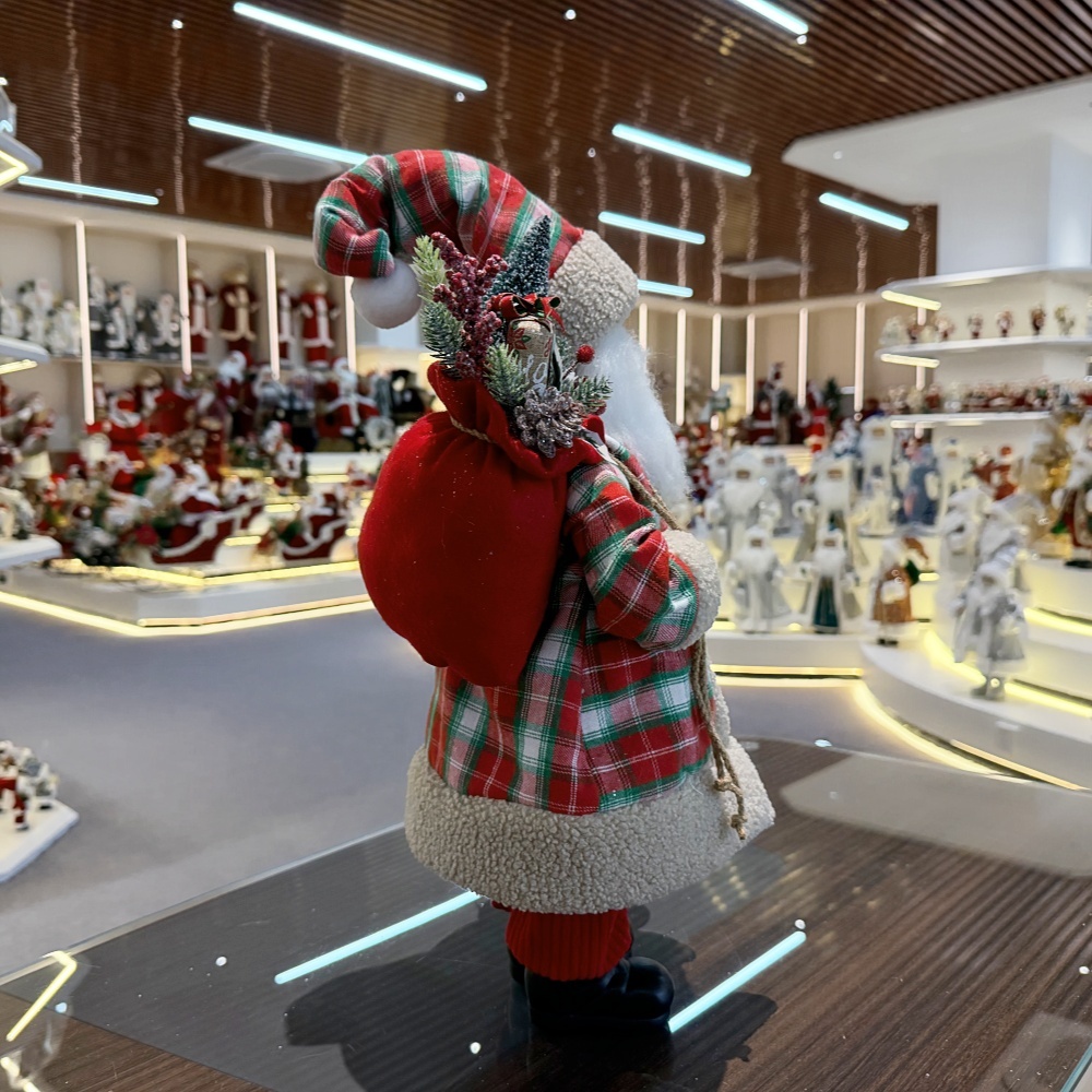 45cm Xmas Handmade Luxury Santa Claus Doll with Christmas Gift Bag Handicraft Santa Claus Indoor Decoration